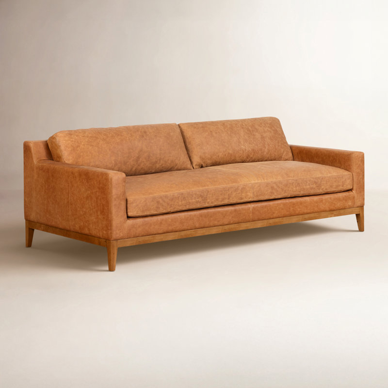 noko128 90✖️54 脚ブラウン Poly & Bark Zyon 90'' Full Grain Italian Leather Sofa & Reviews